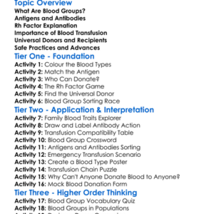 Blood Groups And Transfusion Worksheet Activity Booklet