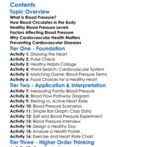 Blood Pressure And Cardiovascular Health Worksheet Activity Booklet