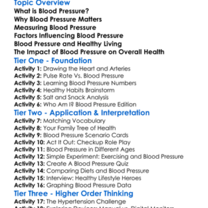 Blood Pressure And Health Worksheet Activity Booklet