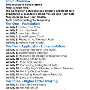 Blood Pressure And Heart Rate Worksheet Activity Booklet