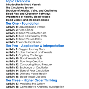 Blood Vessels And Circulation Worksheet Activity Booklet