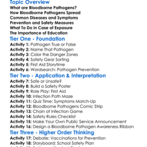 Bloodborne Pathogens Worksheet Activity Booklet