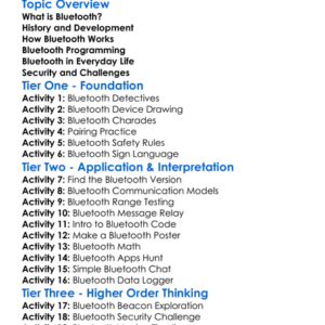 Bluetooth Programming Worksheet Activity Booklet