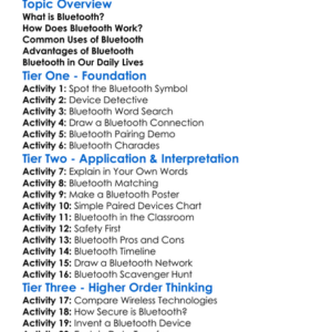 Bluetooth Technology Worksheet Activity Booklet