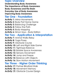 Body Awareness Worksheet Activity Booklet