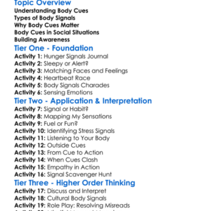 Body Cues And Signals Worksheet Activity Booklet