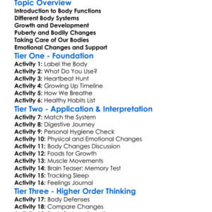 Body Functions And Changes Worksheet Activity Booklet