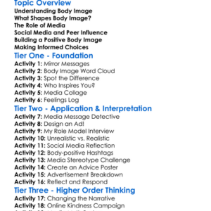 Body Image And Media Influence Worksheet Activity Booklet