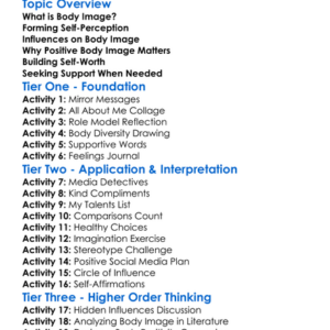 Body Image And Self-Perception Worksheet Activity Booklet