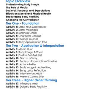 Body Image And Society Worksheet Activity Booklet