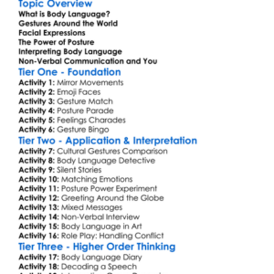 Body Language And Gestures Worksheet Activity Booklet
