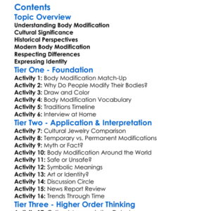 Body Modification And Cultural Meaning Worksheet Activity Booklet