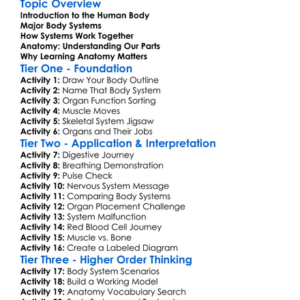 Body Systems And Anatomy Worksheet Activity Booklet