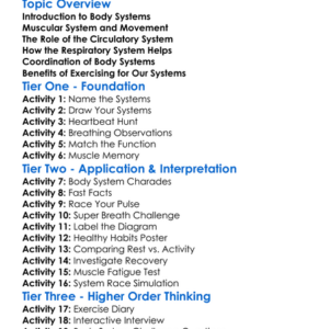 Body Systems During Exercise Worksheet Activity Booklet