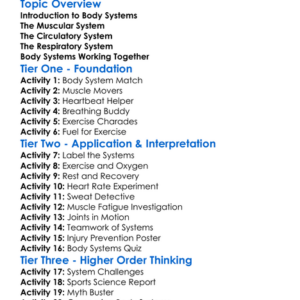 Body Systems In Exercise Worksheet Activity Booklet