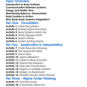 Body Systems Integration Worksheet Activity Booklet