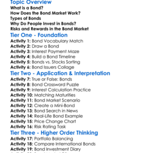 Bond Market Worksheet Activity Booklet