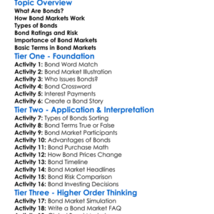 Bond Markets Worksheet Activity Booklet