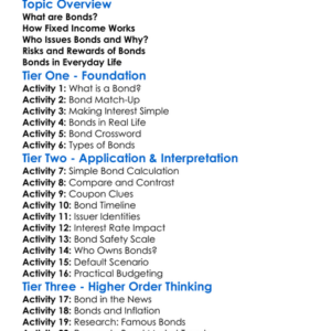 Bonds And Fixed Income Worksheet Activity Booklet
