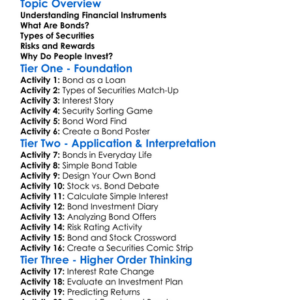 Bonds And Securities Worksheet Activity Booklet