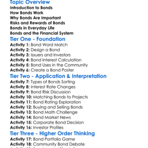 Bonds And Their Role In Finance Worksheet Activity Booklet