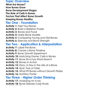Bone Growth And Development Worksheet Activity Booklet