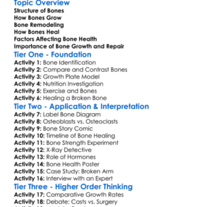 Bone Growth And Repair Worksheet Activity Booklet