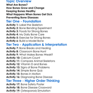 Bone Health And Diseases Worksheet Activity Booklet