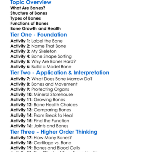 Bone Structure And Function Worksheet Activity Booklet