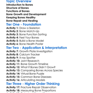 Bones And Bone Growth Worksheet Activity Booklet