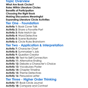 Book Circles And Literature Circles Worksheet Activity Booklet