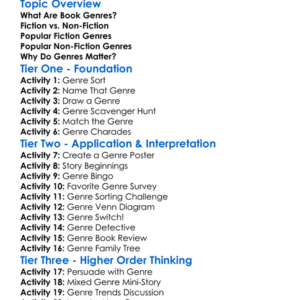 Book Genres Worksheet Activity Booklet