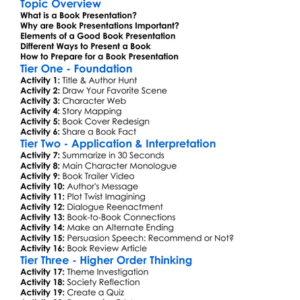 Book Presentations Worksheet Activity Booklet
