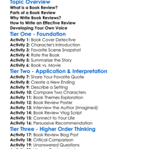 Book Review Worksheet Activity Booklet