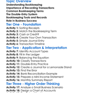 Bookkeeping Fundamentals Worksheet Activity Booklet