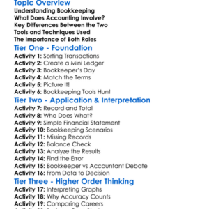 Bookkeeping Vs Accounting Worksheet Activity Booklet