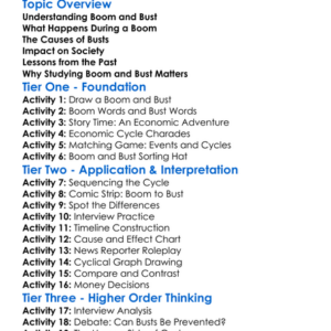 Boom And Bust Cycles Worksheet Activity Booklet