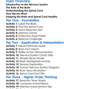 Brain And Spinal Cord Worksheet Activity Booklet
