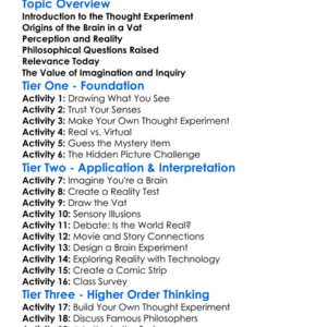 Brain In A Vat Worksheet Activity Booklet