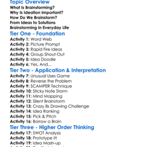 Brainstorming And Ideation Worksheet Activity Booklet