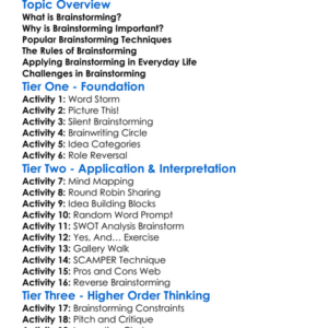 Brainstorming Techniques Worksheet Activity Booklet