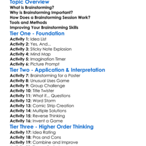 Brainstorming Worksheet Activity Booklet