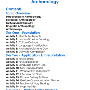 Branches Of Anthropology Biological Cultural Linguistic Archaeology Worksheet Activity Booklet