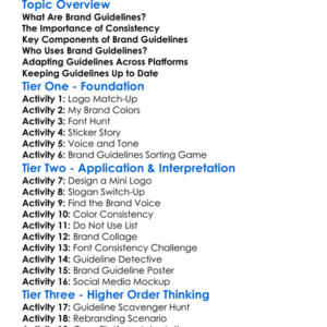 Brand Guidelines Worksheet Activity Booklet