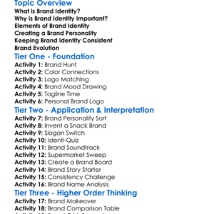 Brand Identity Development Worksheet Activity Booklet