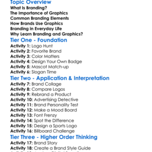 Branding And Graphics Worksheet Activity Booklet