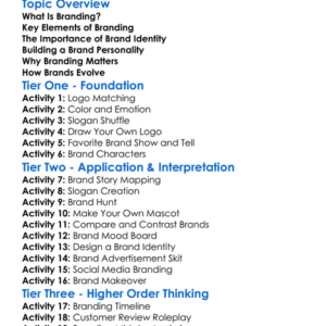Branding And Identity Worksheet Activity Booklet