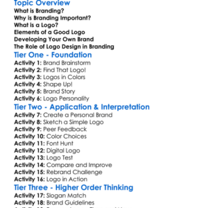 Branding And Logo Design Worksheet Activity Booklet