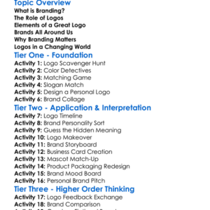 Branding And Logos Worksheet Activity Booklet