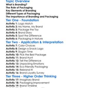 Branding And Packaging Worksheet Activity Booklet
